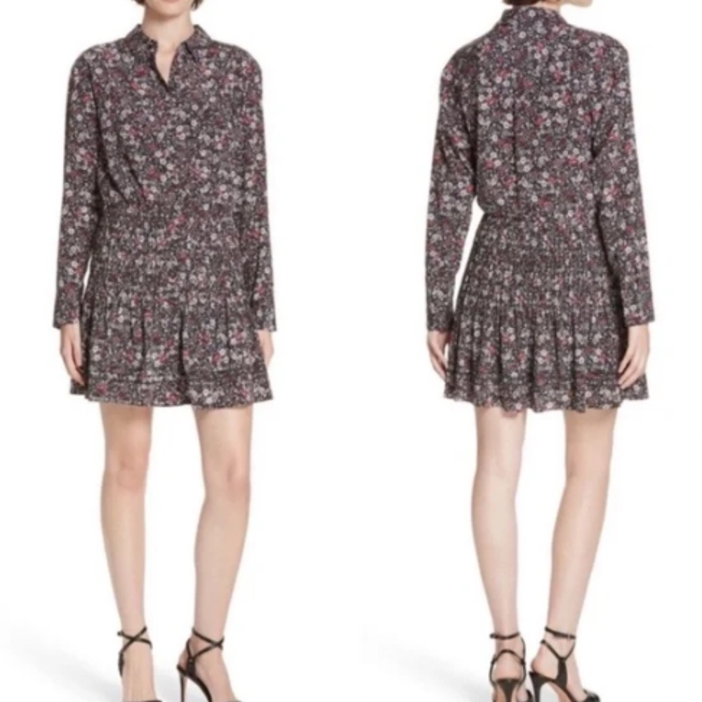 Veronica Beard Rory Silk Floral Print Mini Shirtdress Sz 4